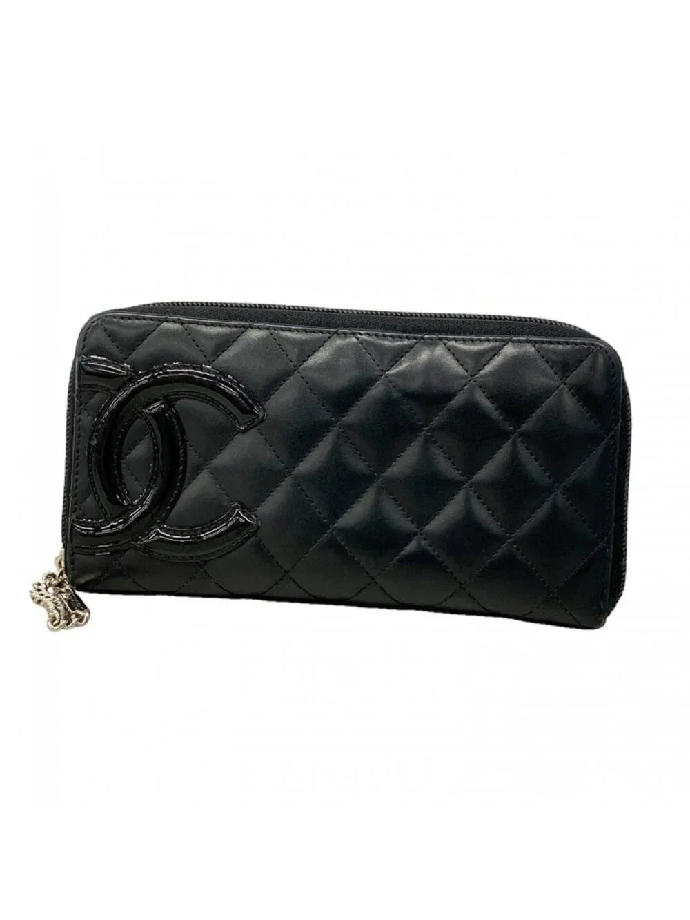 Chanel Wallet Cambon Lambskin Black Silver